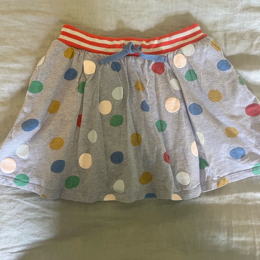 Mini Boden Red and Gray Striped Waistband Skirt